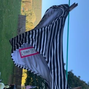 Striped black and white bikini bottoms